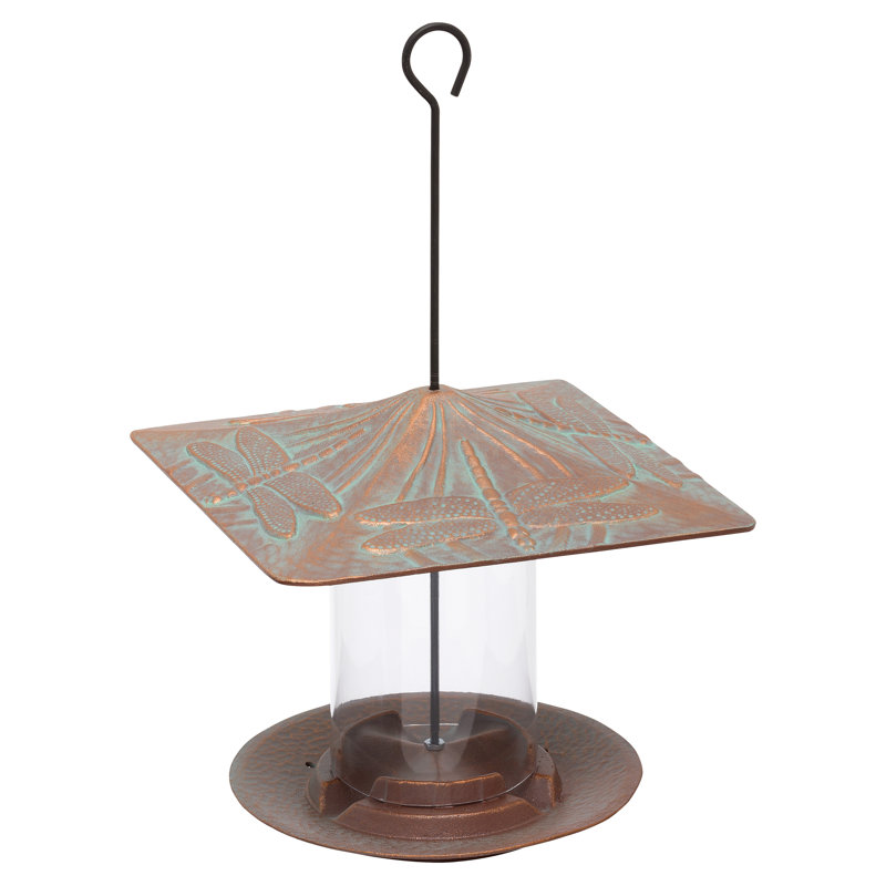 Dragonfly Tube Bird Feeder, Copper Verdi