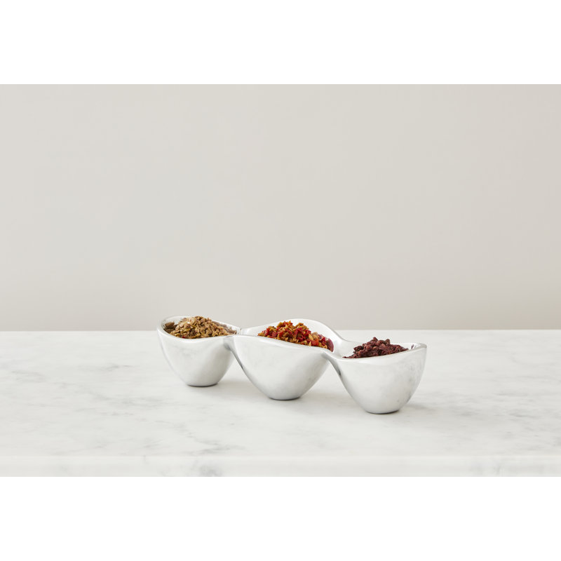 Nambe Triple Condiment Server