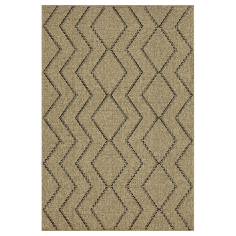 Earth GC_NTL1010 Jute/Black 5 Ft. 3 In. X 7 Ft. 3 In. Indoor/Outdoor Area Rug, Rectangle 5'3" x 7'3", Natural/Black