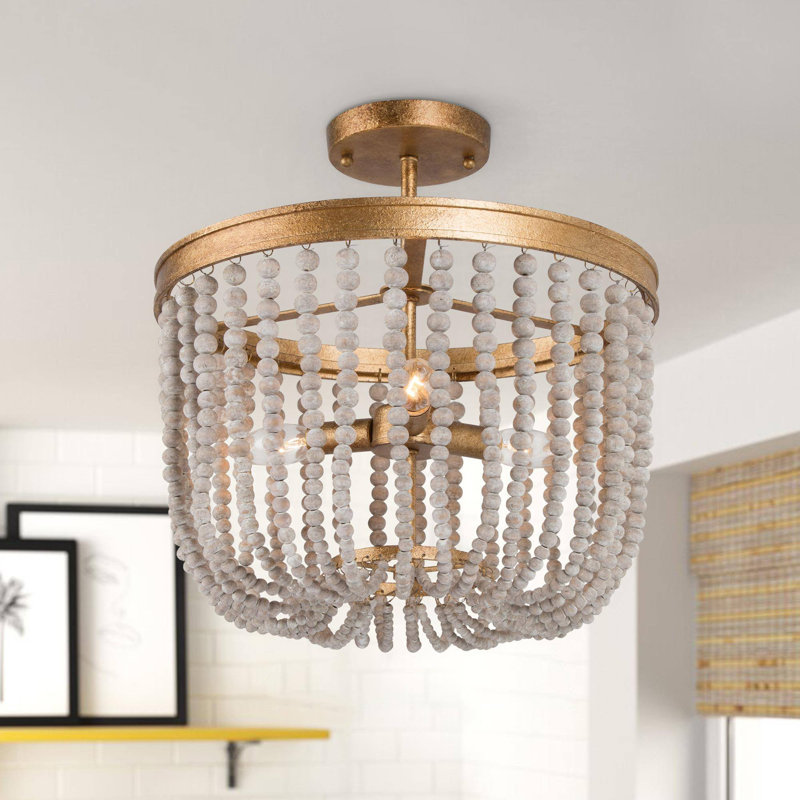 Plafonnier semi-encastré 3 lumières Boho Farmhouse