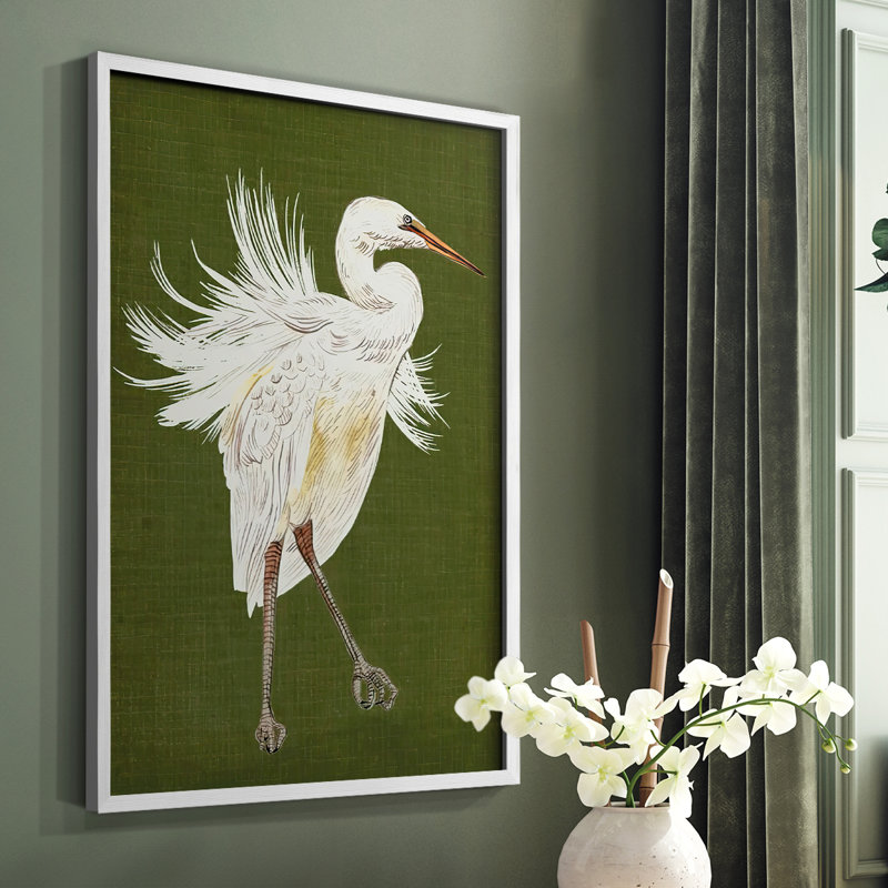 Heron Plumage I, reproduction encadrée - bois massif, Blanc, H 14 po x l 11 po