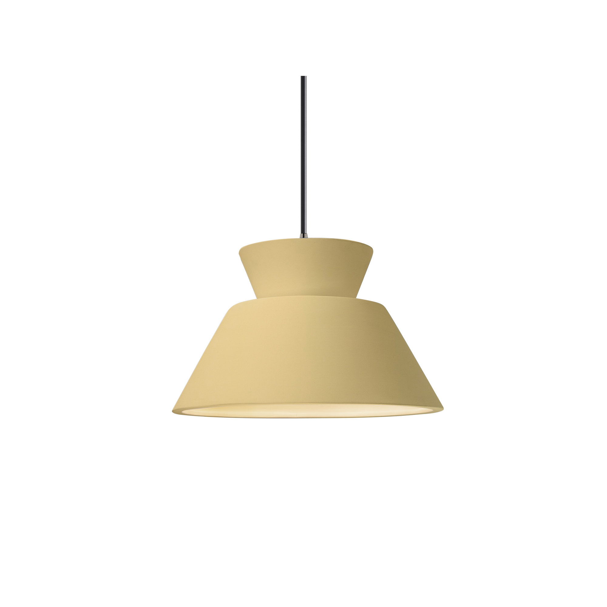 Logan 1 - Light Single Geometric LED Pendant, Muted Yellow, Brushed Nickel, Incandescent