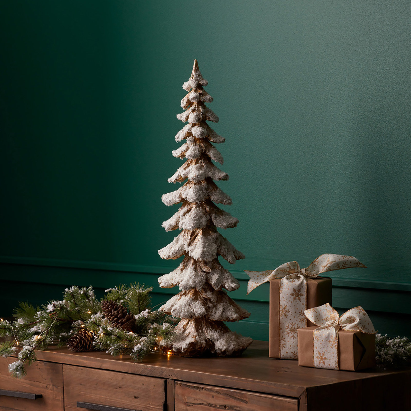 Resin Tabletop Christmas Tree, Gold, 25.75" H x 9" W x 7" D