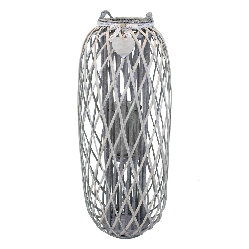 Glass Tabletop Lantern, Grey