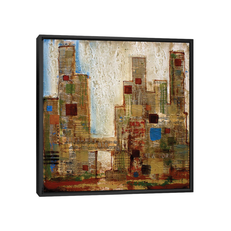 New York, reproduction d'art sur toile, H 18 po x l 18 po x P 1,5 po, Toile avec cadre noir, Pas de tapis