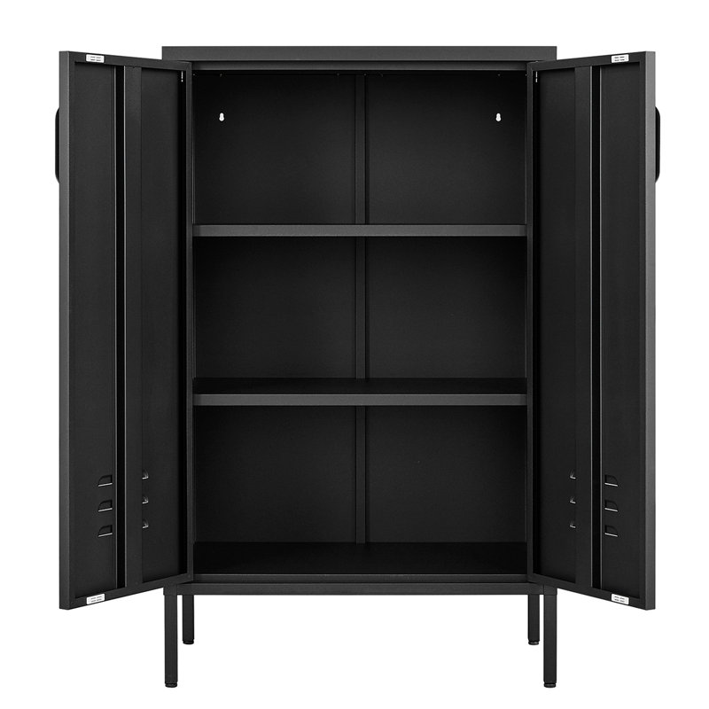 Armoires de rangement à 2 portes, armoire de rangement pour outils de garage, classeur de bureau, Noir