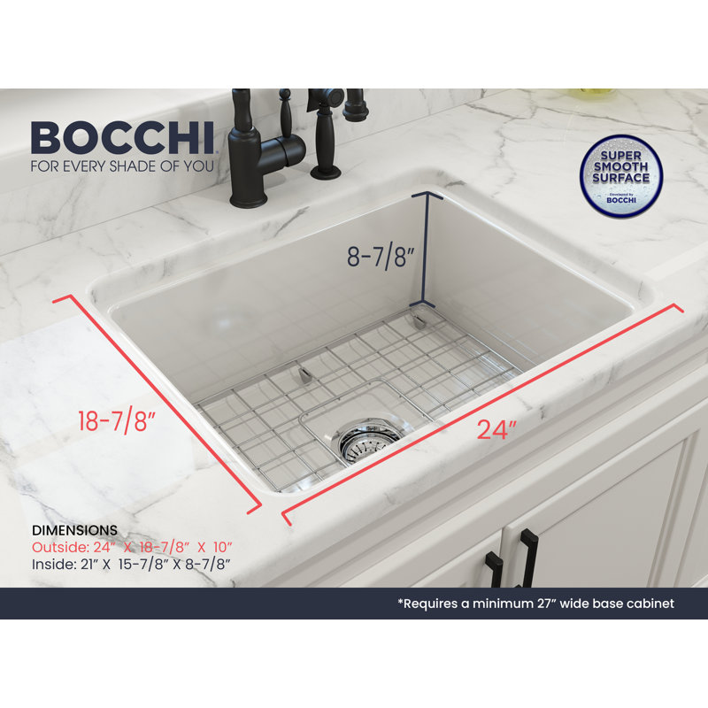 Sotto 24'' L Single Basin Kitchen Sink, White