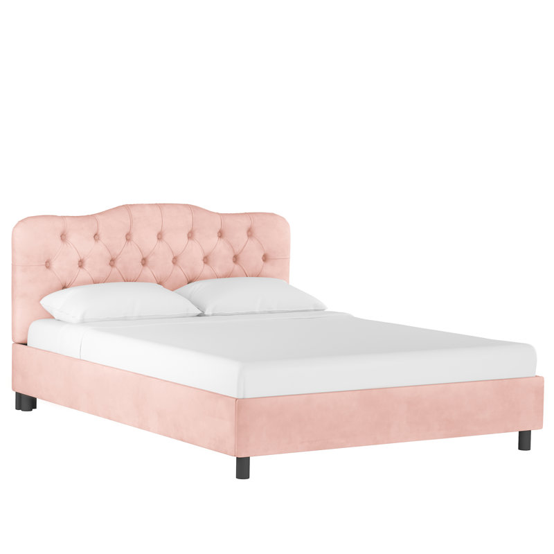 Pires Upholstered Platform Bed, King, Classic Blush Performance Velvet