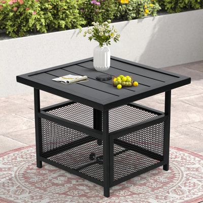 Mitchellville Outdoor Metal Side Table with 1.97" Umbrella Hole