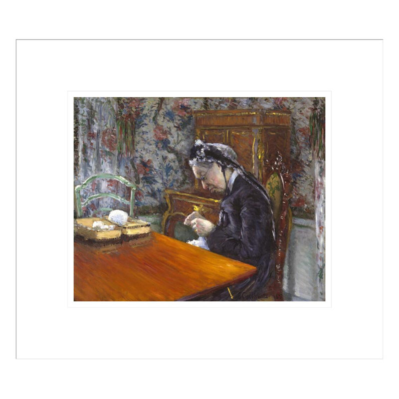 «Mademoiselle Boissière Knitting» par Gustave Caillebotte, impression giclée encadrée, H 13,75 po x l 15,61 po