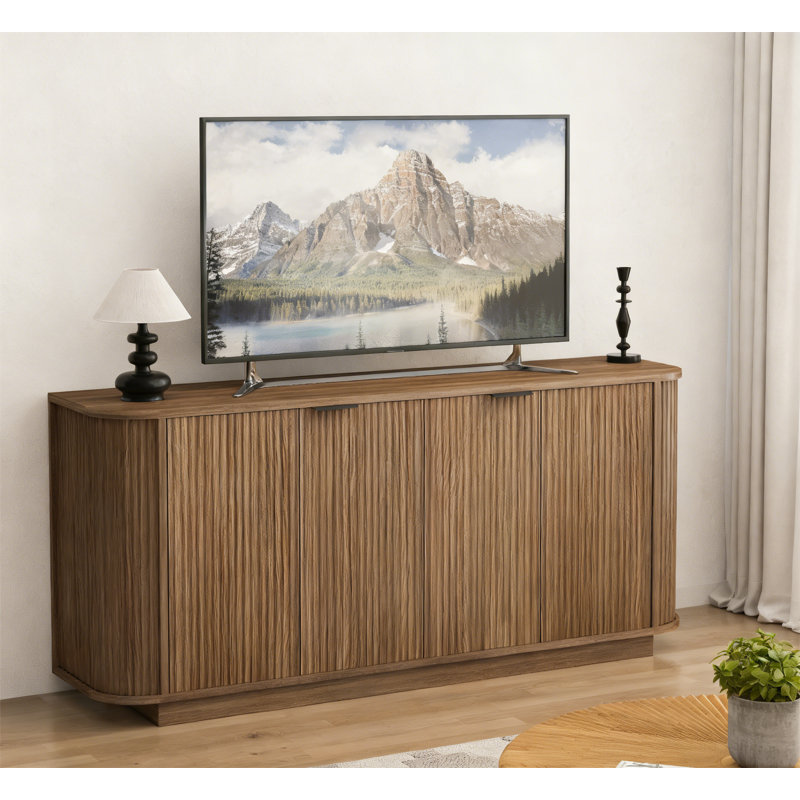 63" Double-Door Wavy Storage Sideboard, Brown