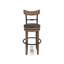 Tabouret pivotant en pin, similicuir brun-108470641