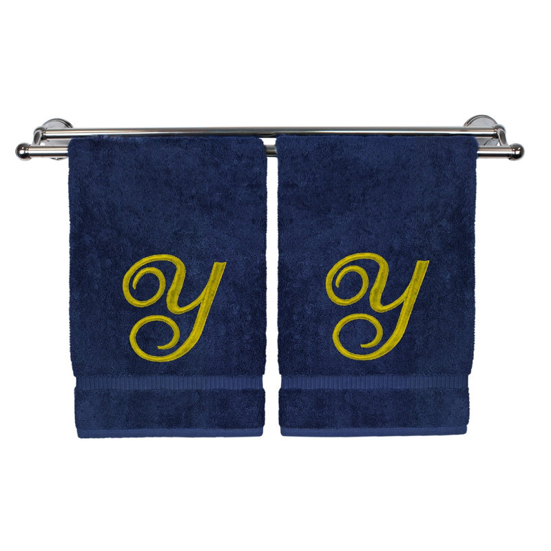 Super Plush Hand Towel, Navy/Gold, Y
