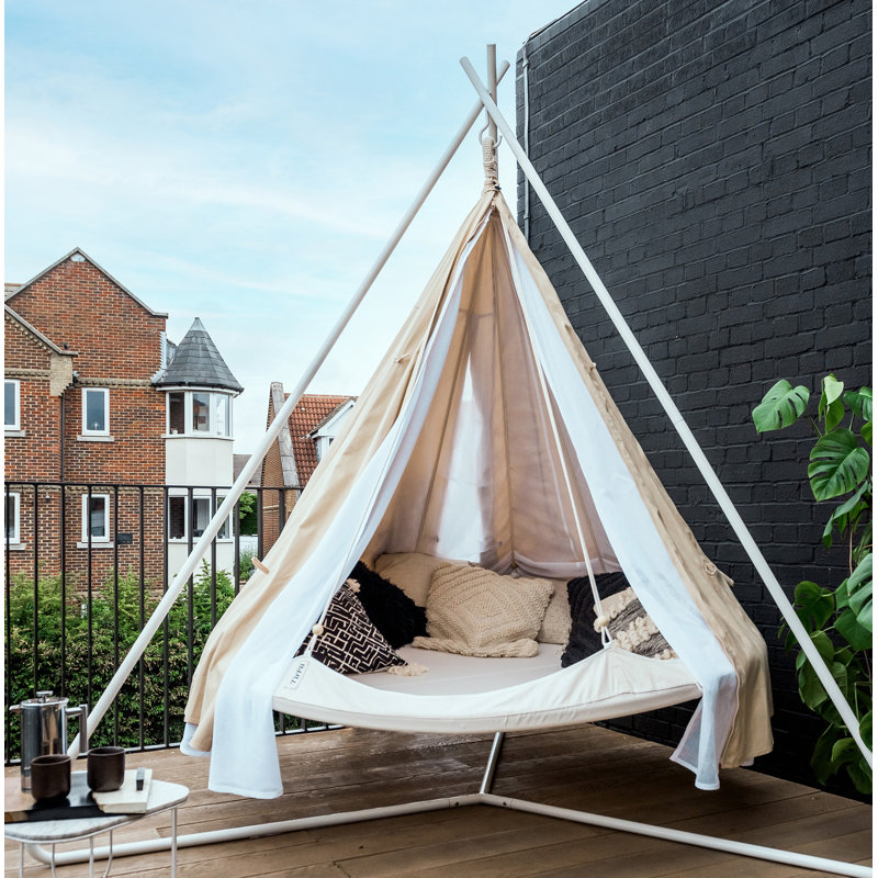 Balancelle de lit avec support et couverture d'extérieur Classic TiiPii, moyenne de 5 pi, Blanc naturel