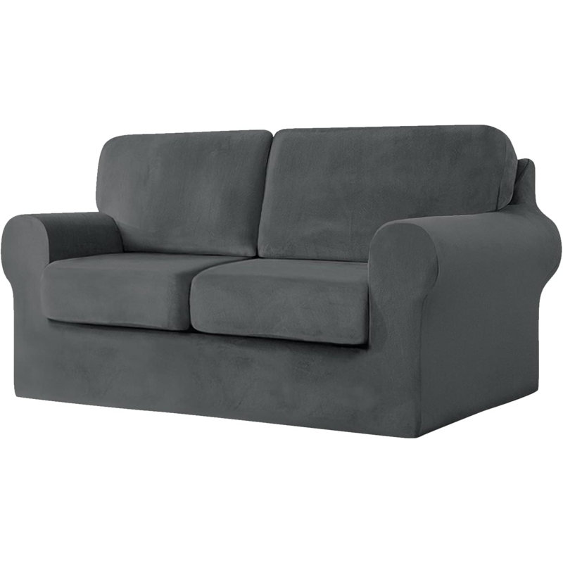 Sofa Cover With Separate Seat Cushions And Backrests Stretch Velvet Sofa Slipcover Couch Covers Furniture Protector Split Combined (Large 3-Seat Set 5 PCS)