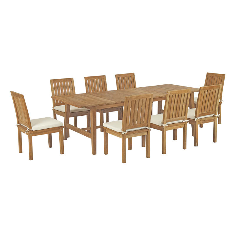 Ensemble repas d'extérieur en teck 9 pièces Marina par Modway