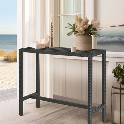 Outdoor Bar Table, Outdoor Console Table For Patio 45" Long Bar Height Outdoor Table Hot Tub Tall Outdoor Bar Table Wicker Outdoor High Top Pub Serving Table Narrow Outdoor Sofa Sideboard Table