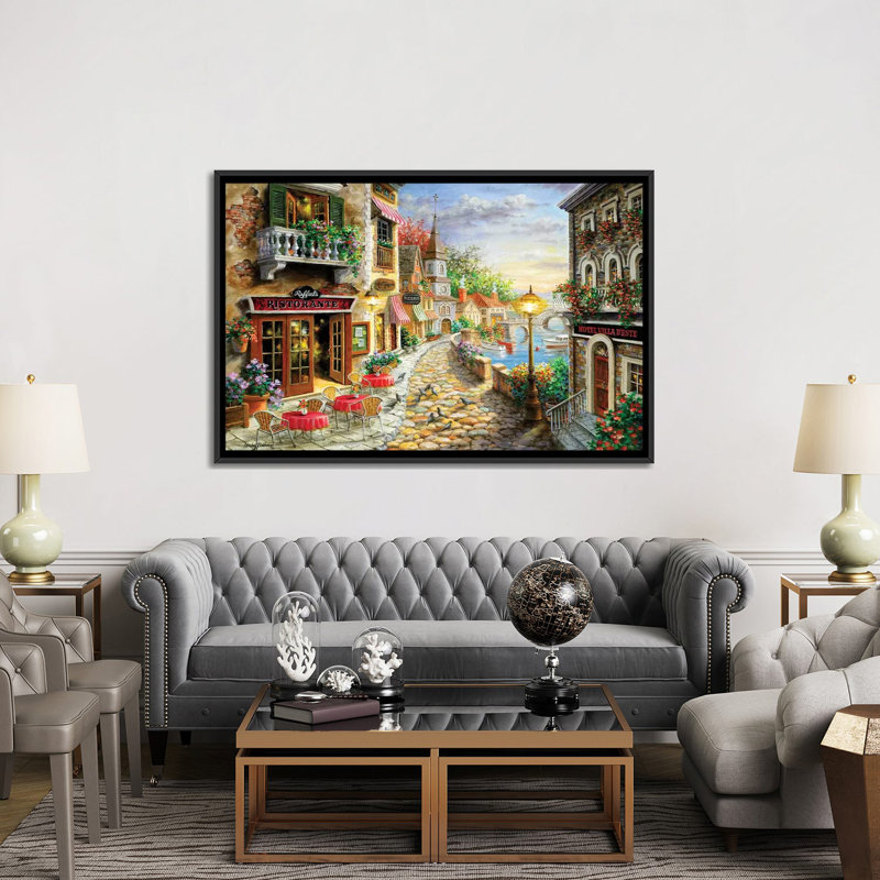 « invitation à dine », reproduction d’art sur toile, H 40 po x l 60 po x P 1,5 po, Toile avec cadre noir, Pas de tapis