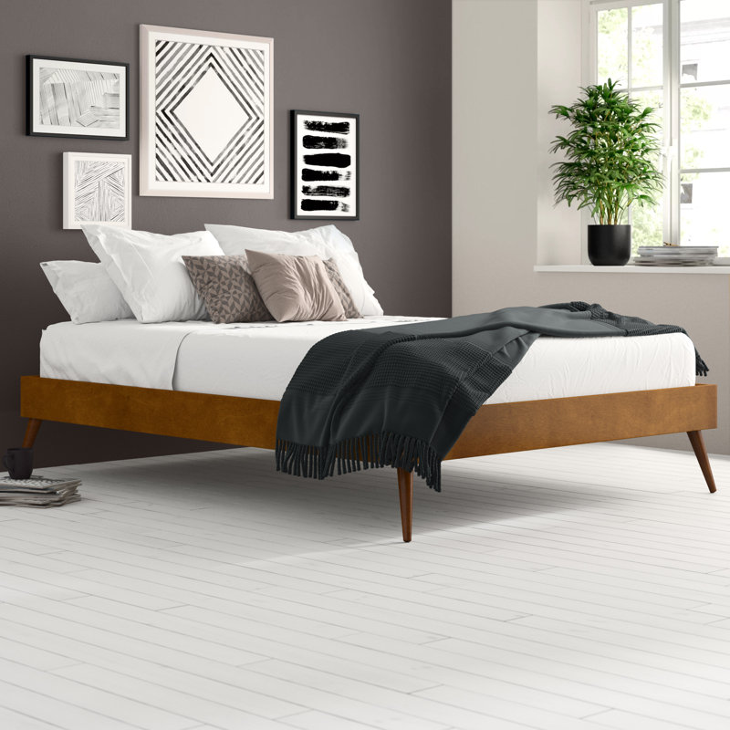 Margo Wood Platform Bed Frame, Twin, Walnut