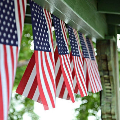 Bannière drapeau américain, chaîne de 33 pi avec 38 drapeaux des États-Unis, décorations patriotiques pour le 4 juillet, fête de l'Indépendance, jour du Souvenir, bars sportifs, fêtes et événements en plein air