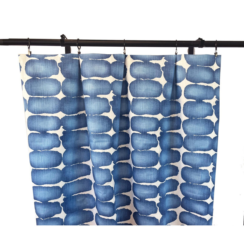 Paire de rideaux turquoise à pois Shibori, L 50 po x L 96 po