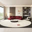 Canapé courbé semi-circulaire rouge vin-105549775-105549774