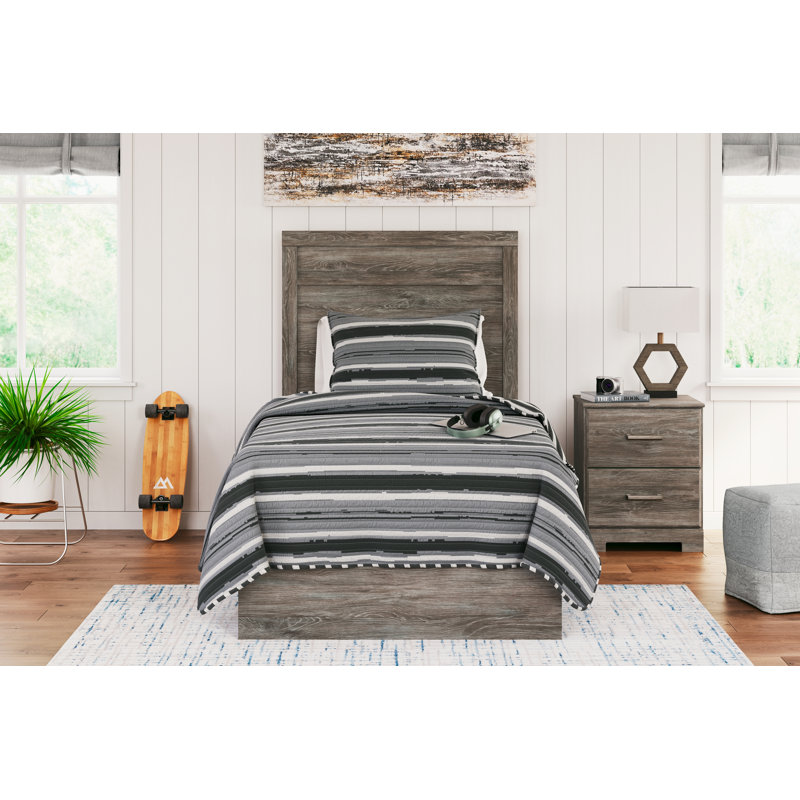 Ralinksi Twin Panel Bed, Brun; gris