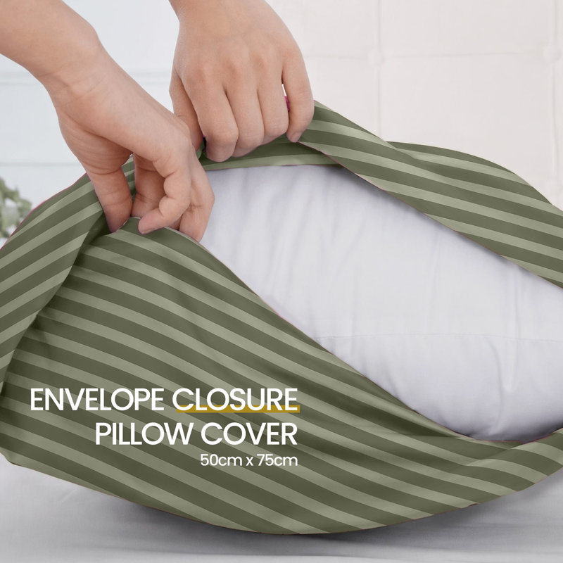 Stripe pillowcase - Set of 2, OLIVE GREEN
