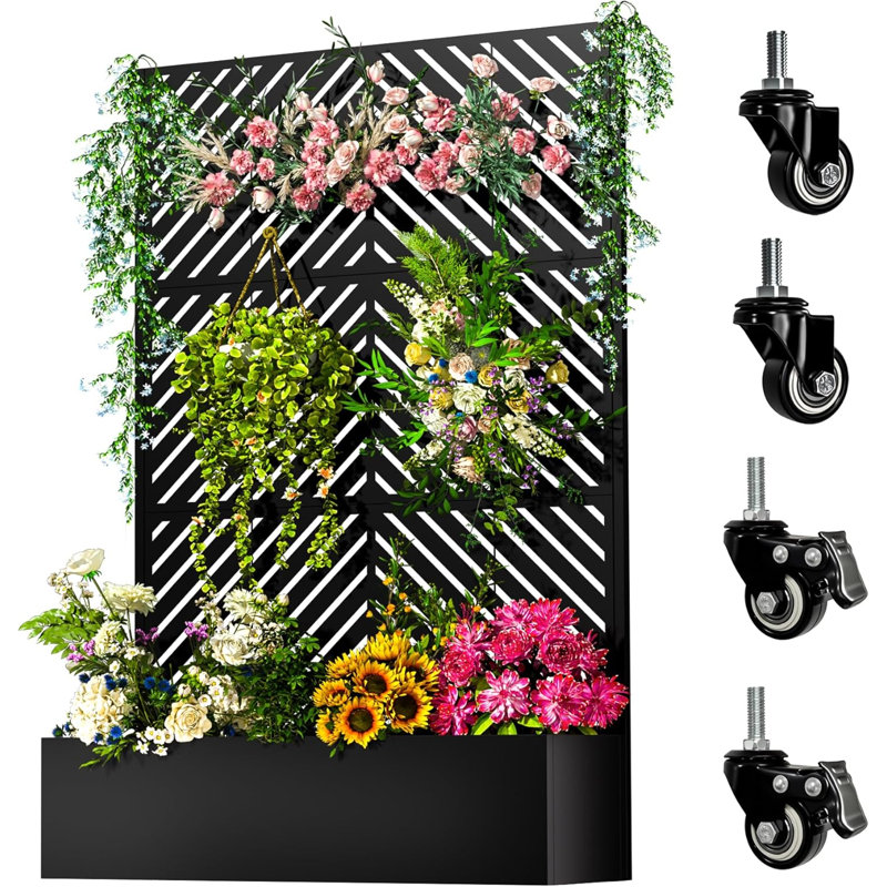 Boîte à fleurs en métal avec treillis