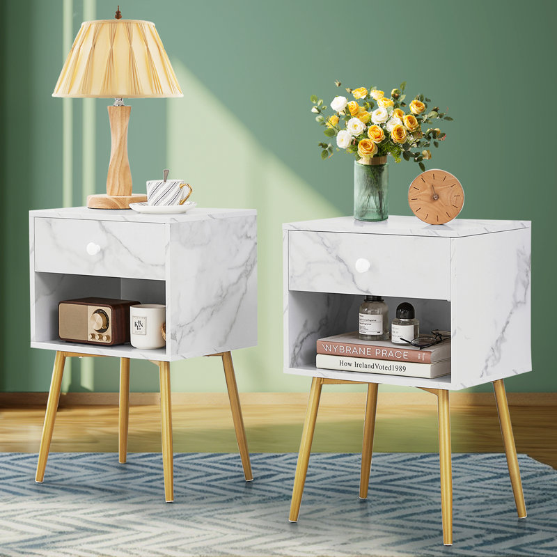 Ensemble de chambre à coucher rembourrée blanche (ensemble de 3), Double