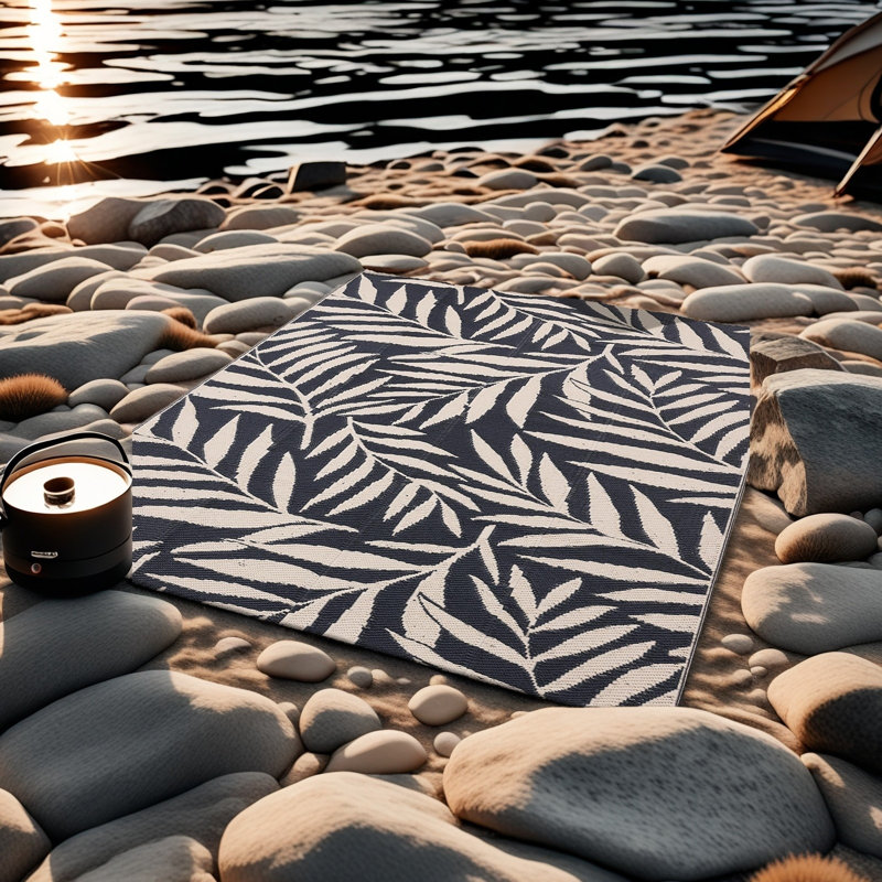 Tapis d'extérieur à motif de feuilles, Rectangle de 5 pi x 8 pi