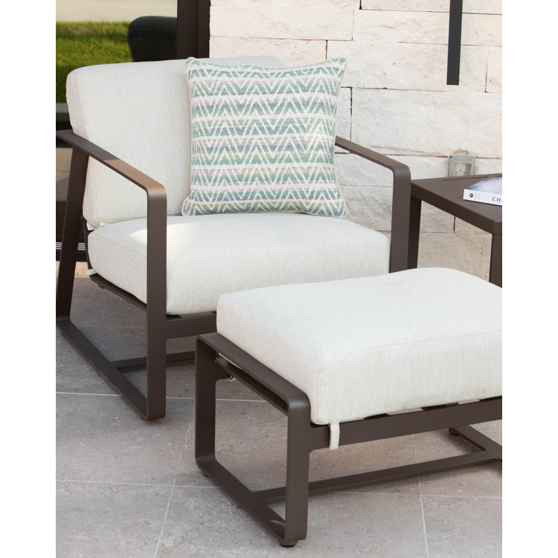 Horizon Outdoor Ottoman, Carbon Black, Stitches Slate