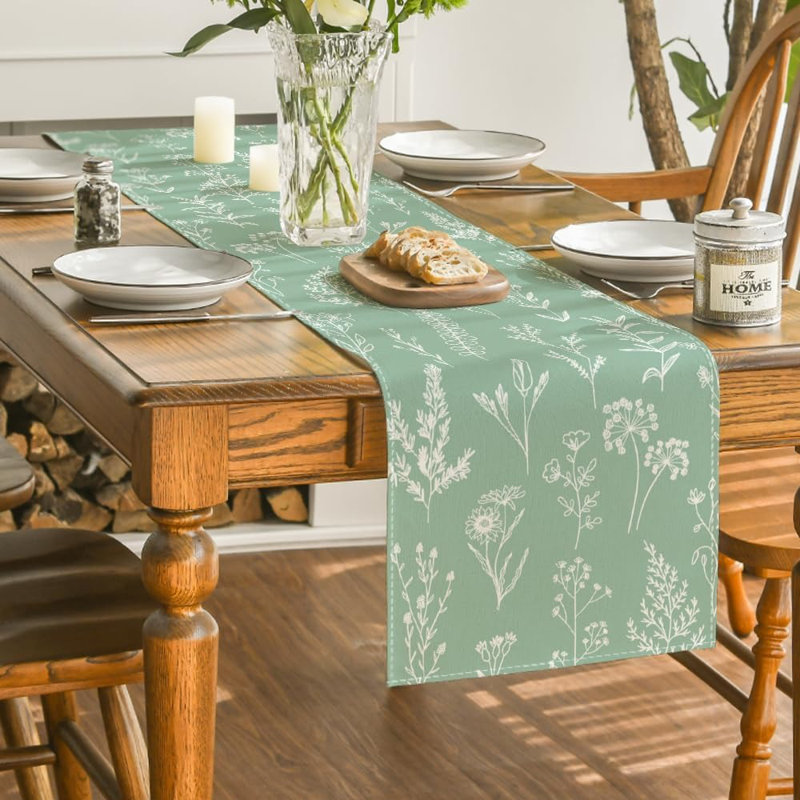 Chemin de table à feuilles et fleurs Sage Green - Sage Green