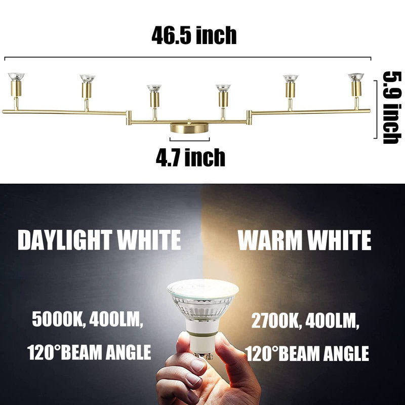 46.5'' 6 -Light Swing Arm Track Track Kit with Adjustable Head