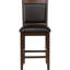 Chaise de comptoir de 2 tabourets de bar rembourrés en similicuir noyer avec pieds fuselés, assise et dossier solide pour les coins repas et chaises