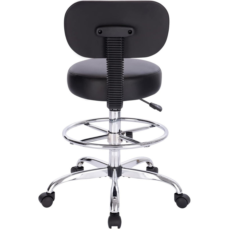 Adjustable Foot Rest Rolling Stool, Multi-Purpose Office Desk Chair, Thick Seat Cushion
