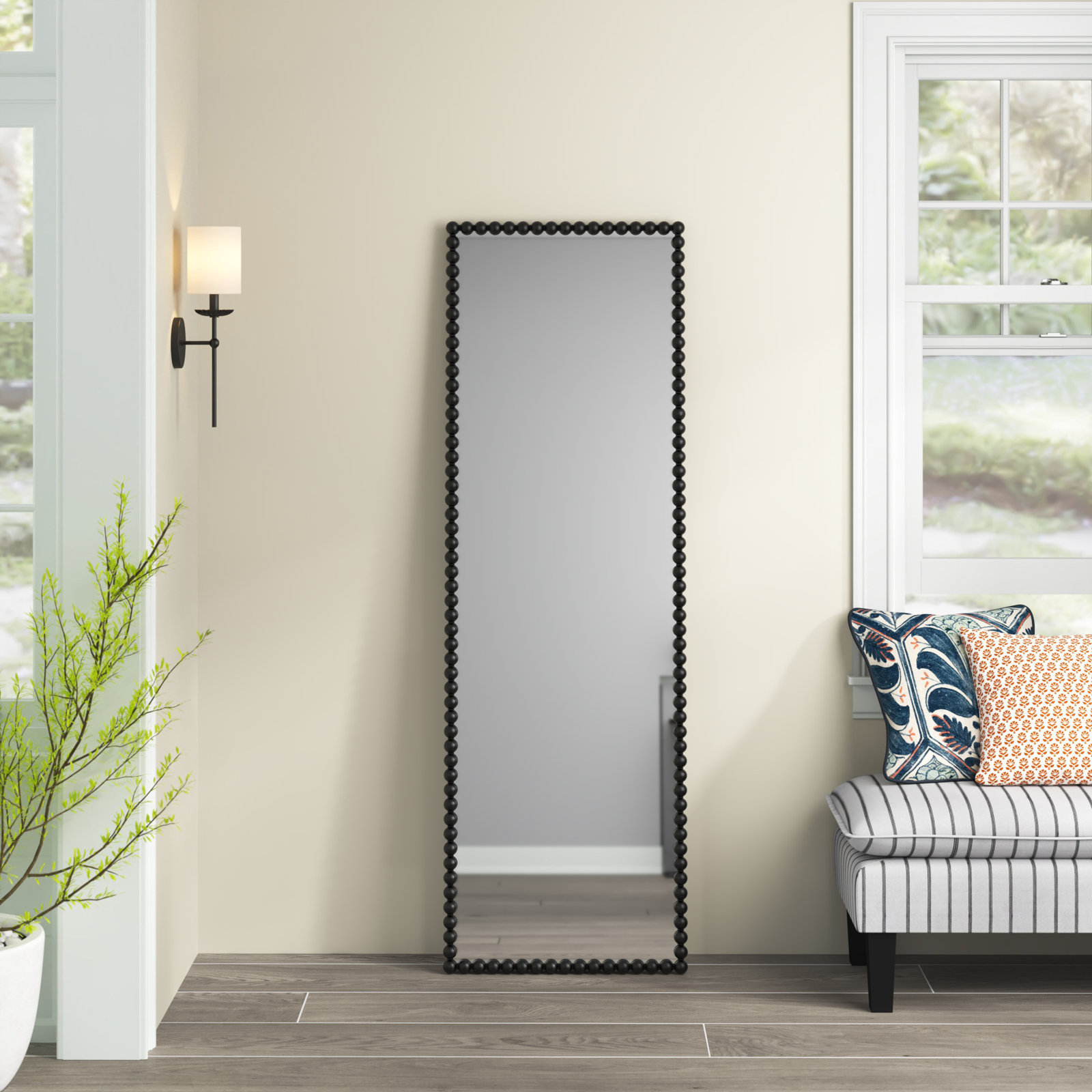 Sanne Vanity Mirror, Satin Black, 72.25" H x 23.38" W