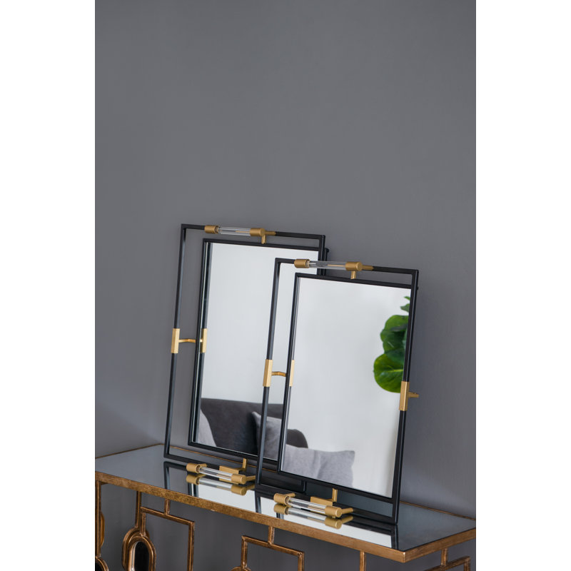 Ensemble de 2 tables basses avec plateau miroir
