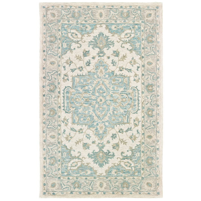 Tapis en laine naturel fait à la main Adelbert, Rectangle 9 pi x 12 pi