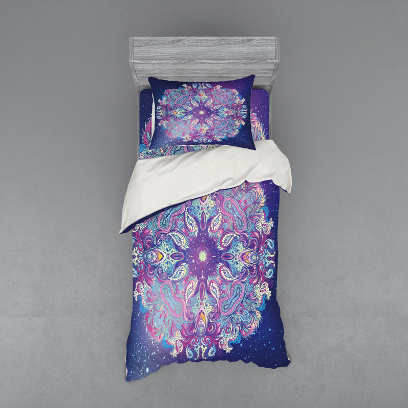 Ensemble de housse de couette éclectique mauve en microfibre, Housse de couette simple + 6 pièces supplémentai