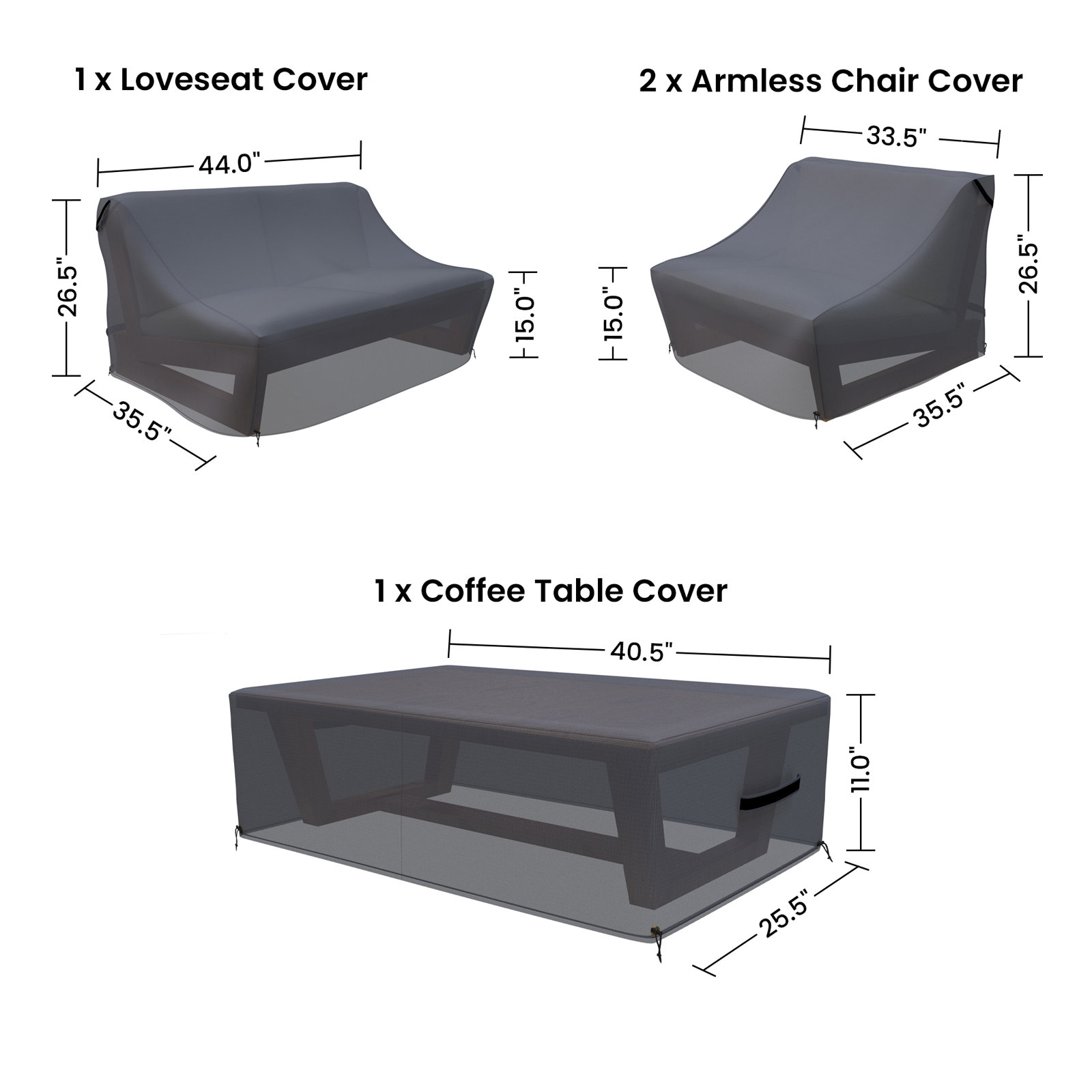 Louise Acacia Outdoor Furniture Covers For 4-Piece Sofa Seating Group With Sunbrella Cushions