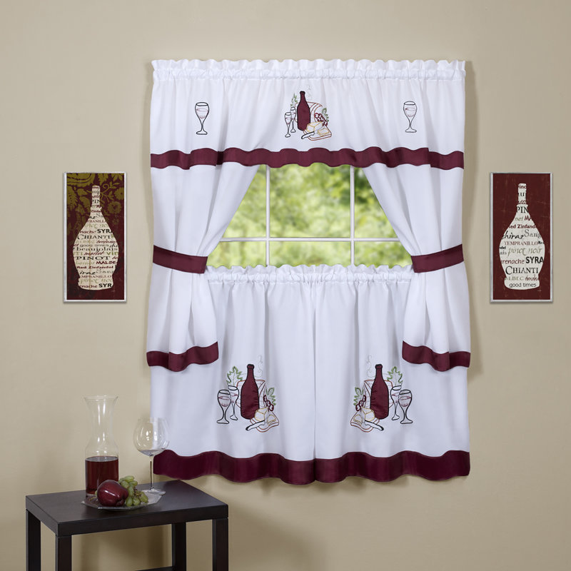 Rideau de café Adonai Cabernet, L 36 po x L 52 po