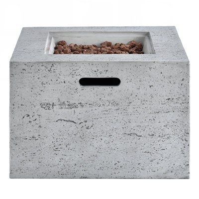 MGO Outdoor Square Fire Pit with Steel Burner, Lightweight 24.02-inch Propane Table, 40,000 BTU, Lava Rocks, and Rain Cover for Patio, Backyard, and Poolside