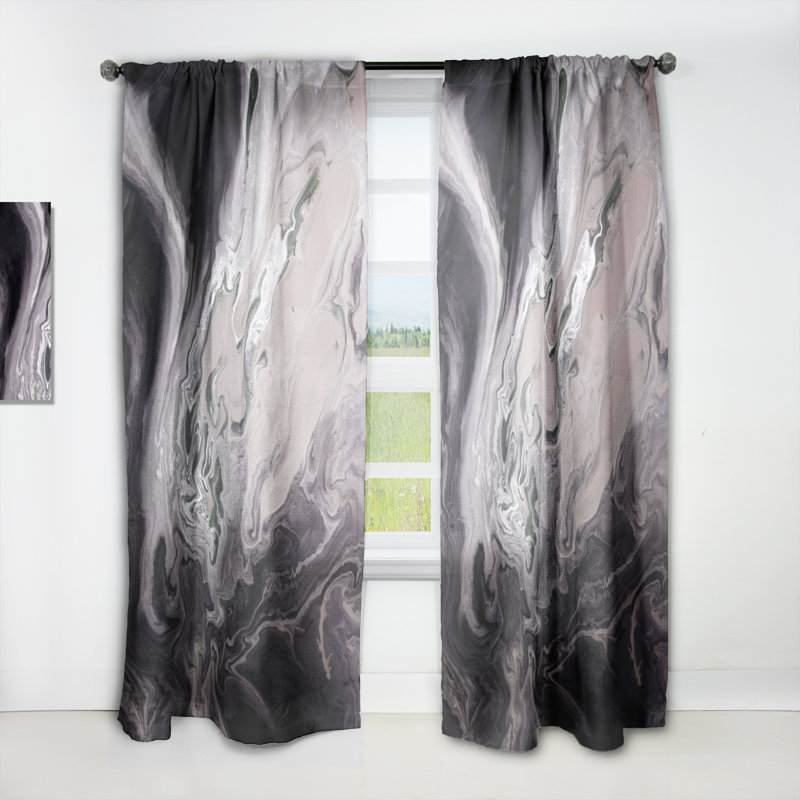 Marbre foncé foncé avec méandre gris - rideau en velours moderne - obscurcissant - 1 panneau