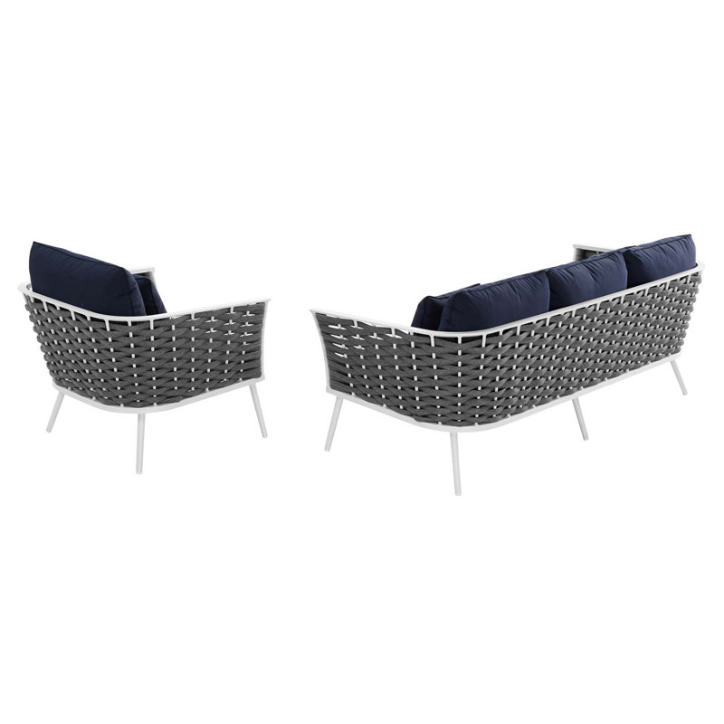 Ensemble de canapé modulaire d'extérieur en aluminium 2 pièces Stance, Bleu marine