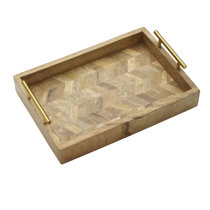 13 Inch Mango Wood Hexagonal Serving Tray, Handcrafted Coffee Table Tr –  MyGift