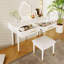 40" Modern Vanity Table Set With Mirror Touch Screen Lighted Mirror, Dressing Table And Cushioned Stool Set With 2 Large Drawers, White