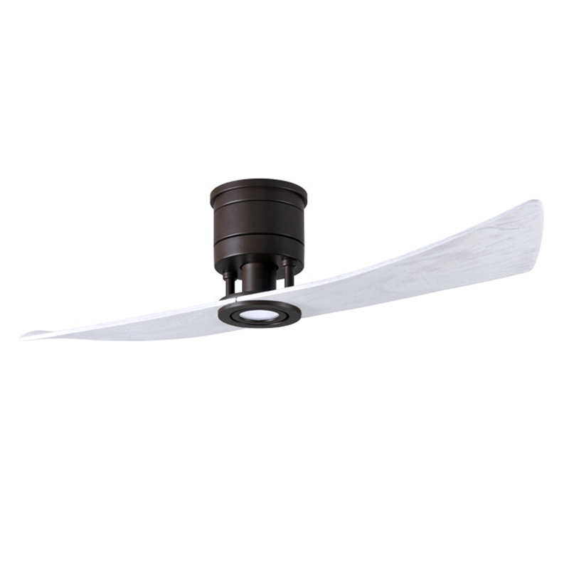 Lindsay LED Flush Mount Ceiling Fan, Textured Bronze, Matte White