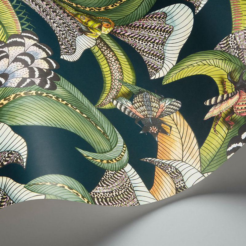 Ardmore-Jabula Hoopoe Leaves 33' L x 20.5" W Wallpaper Roll, Lime/Fuchsia/Dark Viridian
