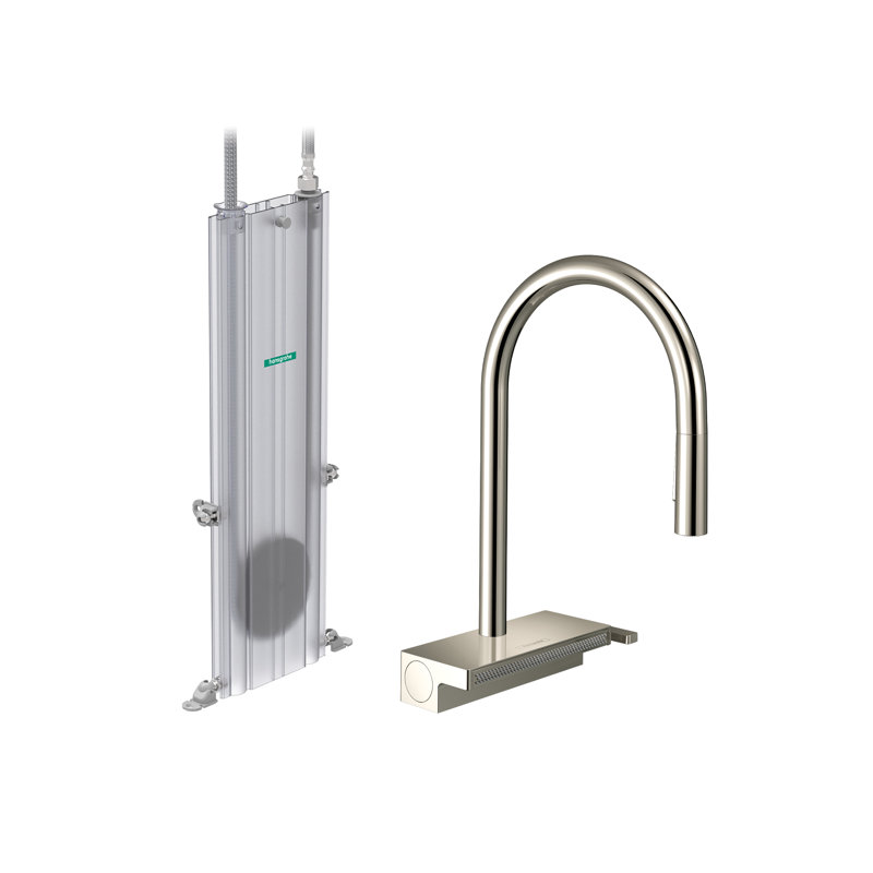 Aquno Select 3-Spray Kitchen Faucet with Pull-Down Spout with sBox, 1.75, Polished Nickel